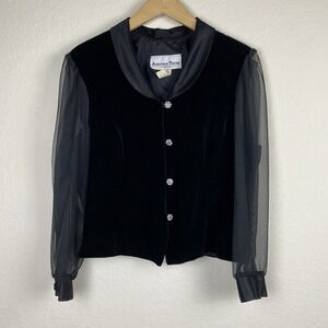 Vintage Womens XL Velvet Blouse Vamp Romantic Goth Witchy Victorian Long Sleeve